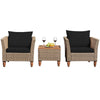 3-Piece Rattan Bistro Sofa Set Wicker Patio Furniture Set with Cushions & Side Table