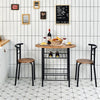 3-Piece Small Dining Table Chair Set Space-Saving Bistro Set with Shelf Storage & Metal Frame