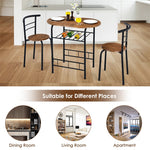 3-Piece Small Dining Table Chair Set Space-Saving Bistro Set with Shelf Storage & Metal Frame