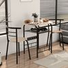 3-Piece Small Dining Table Chair Set Space-Saving Bistro Set with Shelf Storage & Metal Frame