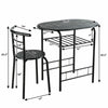 3-Piece Small Dining Table Chair Set Space-Saving Bistro Set with Shelf Storage & Metal Frame