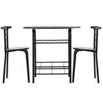 3-Piece Small Dining Table Chair Set Space-Saving Bistro Set with Shelf Storage & Metal Frame