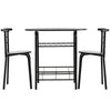 3-Piece Small Dining Table Chair Set Space-Saving Bistro Set with Shelf Storage & Metal Frame