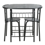 3-Piece Small Dining Table Chair Set Space-Saving Bistro Set with Shelf Storage & Metal Frame