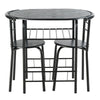 3-Piece Small Dining Table Chair Set Space-Saving Bistro Set with Shelf Storage & Metal Frame