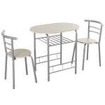 3-Piece Small Dining Table Chair Set Space-Saving Bistro Set with Shelf Storage & Metal Frame