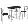 3-Piece Small Dining Table Chair Set Space-Saving Bistro Set with Shelf Storage & Metal Frame