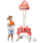 3-in-1 Toddler Basketball Hoop Adjustable Height Playset Sports Activity Center with Ring Toss & Soccer Balls