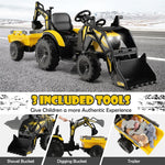 3-in-1 Kids Ride on Tractor Excavator Bulldozer 12V Battery Powered Construction Vehicle with Trailer Digger Shovel Bucket & Remote Control