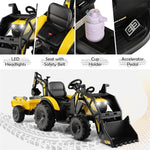 3-in-1 Kids Ride on Tractor Excavator Bulldozer 12V Battery Powered Construction Vehicle with Trailer Digger Shovel Bucket & Remote Control