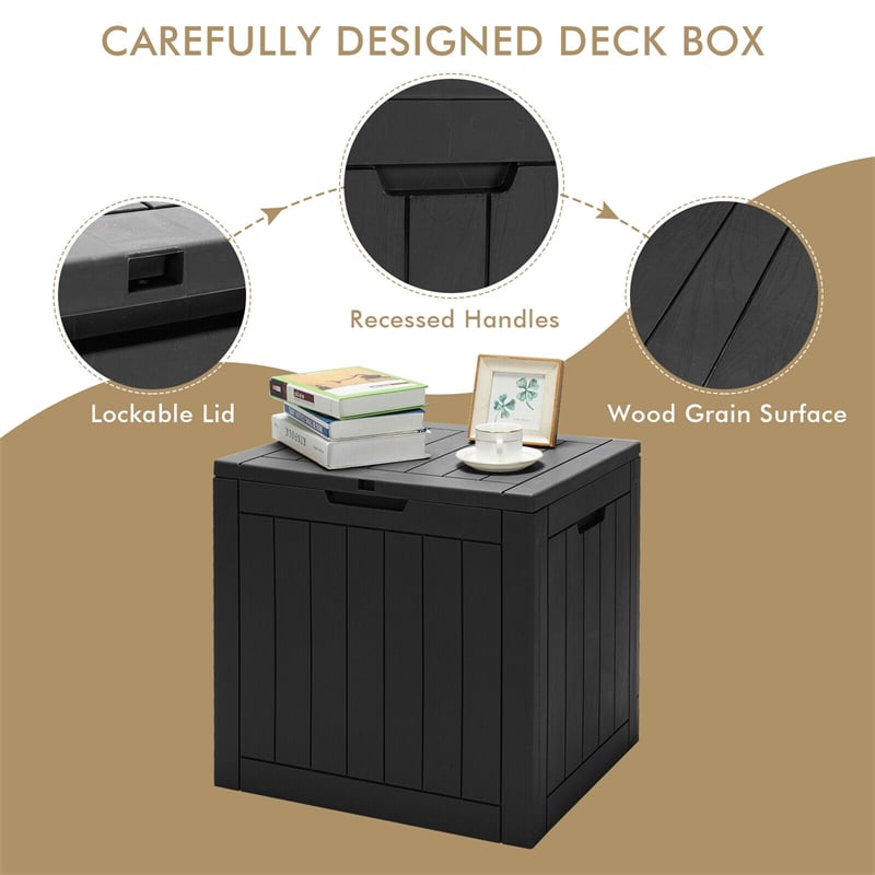 30 Gallon Deck Box Patio Storage Container Seating Outdoor Storage Cabinet with Lockable Lid for Garden Furniture Cushions