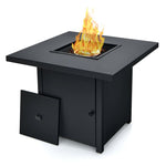 32" Propane Fire Pit Table 40000 BTU Square Gas Firepit Table with Lid and Fire Glass