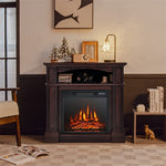 32" Electric Fireplace with Mantel 1400W Freestanding Fireplace Heater with Bookshelves & Remote Control