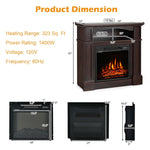 32" Electric Fireplace with Mantel 1400W Freestanding Fireplace Heater with Bookshelves & Remote Control