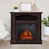 32" Electric Fireplace with Mantel 1400W Freestanding Fireplace Heater with Bookshelves & Remote Control