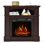 32" Electric Fireplace with Mantel 1400W Freestanding Fireplace Heater with Bookshelves & Remote Control