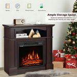 32" Electric Fireplace with Mantel 1400W Freestanding Fireplace Heater with Bookshelves & Remote Control