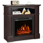 32" Electric Fireplace with Mantel 1400W Freestanding Fireplace Heater with Bookshelves & Remote Control