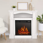 32" Electric Fireplace with Mantel 1400W Freestanding Fireplace Heater with Bookshelves & Remote Control