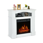 32" Electric Fireplace with Mantel 1400W Freestanding Fireplace Heater with Bookshelves & Remote Control