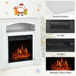 32" Electric Fireplace with Mantel 1400W Freestanding Fireplace Heater with Bookshelves & Remote Control