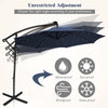 10FT Offset Patio Umbrella Solar Powered LED Outdoor Market Umbrella 360 Degree Rotation with Crank Handle & Cross Base