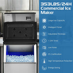 353LBS/24H Split Commercial Ice Maker 23" Freestanding Industrial Ice Machine Full-Automatic Modular Ice Maker with 198 LBS Storage Bin