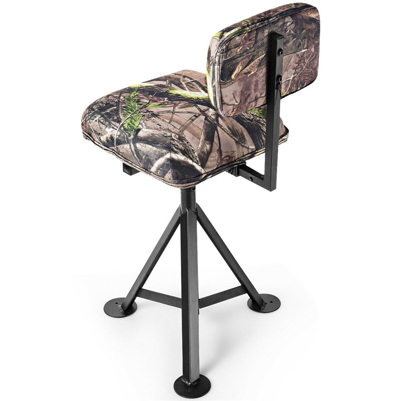 360° Swivel Hunting Blind Chair Height Adjustable Tripod Blind Stool Camo Huntsman Chair with Detachable Backrest