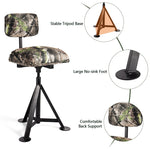 360° Swivel Hunting Blind Chair Height Adjustable Tripod Blind Stool Camo Huntsman Chair with Detachable Backrest