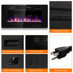 36" Recessed Electric Fireplace Ultra Thin Wall Mounted Fireplace with Touch Screen