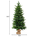 35" Mini Tabletop Christmas Tree Pre-lit Artificial Xmas Tree with 50 LED Lights, 363 Branch Tips & Sturdy Cement Base