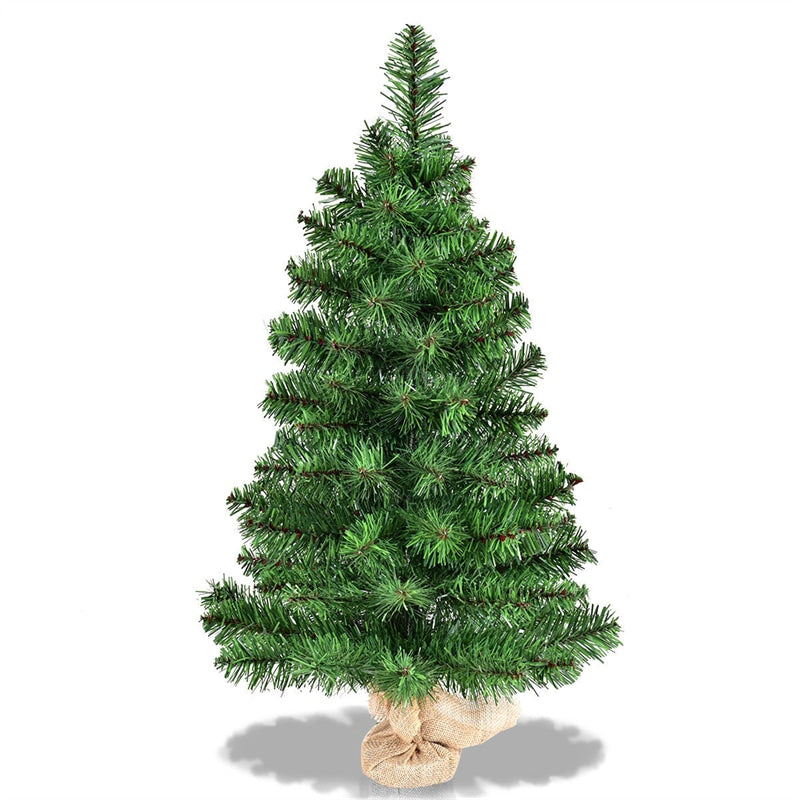 3FT Tabletop Mini Christmas Tree Artificial Small Green Spruce Xmas Tree for Home Office Decoration with 96 PVC Branch Tips, Cloth Bag Base