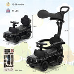 3 In 1 Toddlers Ride on Push Car Mercedes Benz G350 Stroller Sliding Car with Canopy