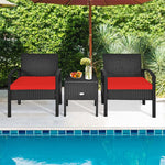 3PCS Rattan Patio Furniture Set Outdoor Bistro Set with Cushions & Storage Table, Wicker Sofa Chair Conversation Set for Balcony Porch