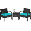 3PCS Rattan Patio Furniture Set Outdoor Bistro Set with Cushions & Storage Table, Wicker Sofa Chair Conversation Set for Balcony Porch