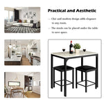 3 Pcs Counter Height Dining Set with Faux Marble Top Table & Cushioned Stools