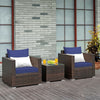 3 Piece PE Rattan Wicker Patio Conversation Sofa Set for Garden Poolside Balcony