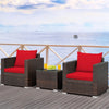 3 Piece PE Rattan Wicker Patio Conversation Sofa Set for Garden Poolside Balcony