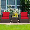 3 Piece PE Rattan Wicker Patio Conversation Sofa Set for Garden Poolside Balcony