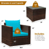 3 Piece PE Rattan Wicker Patio Conversation Sofa Set for Garden Poolside Balcony