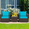 3 Piece PE Rattan Wicker Patio Conversation Sofa Set for Garden Poolside Balcony