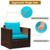 3 Piece PE Rattan Wicker Patio Conversation Sofa Set for Garden Poolside Balcony