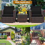 3 Piece PE Rattan Wicker Patio Conversation Sofa Set for Garden Poolside Balcony