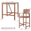 Bestoutdor 3 Piece Acacia Wood Bar Height Bistro Set Patio Bar Dining Set with 2 Bar Stools