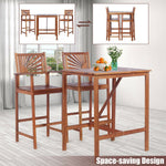 Bestoutdor 3 Piece Acacia Wood Bar Height Bistro Set Patio Bar Dining Set with 2 Bar Stools