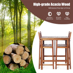 Bestoutdor 3 Piece Acacia Wood Bar Height Bistro Set Patio Bar Dining Set with 2 Bar Stools