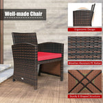 3 Piece Outdoor PE Rattan Furniture Set Wicker Patio Conversation Set with Cushioned Chairs, Tempered Glass Storage Coffee Table