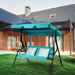 3 Person Porch Swing Outdoor Patio Canopy Swing Chair Swing Glider Hammock with Removable Cushions & Powder-Coated Steel Frame