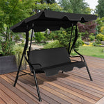 3 Person Porch Swing Outdoor Patio Canopy Swing Chair Swing Glider Hammock with Removable Cushions & Powder-Coated Steel Frame