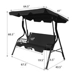 3 Person Porch Swing Outdoor Patio Canopy Swing Chair Swing Glider Hammock with Removable Cushions & Powder-Coated Steel Frame